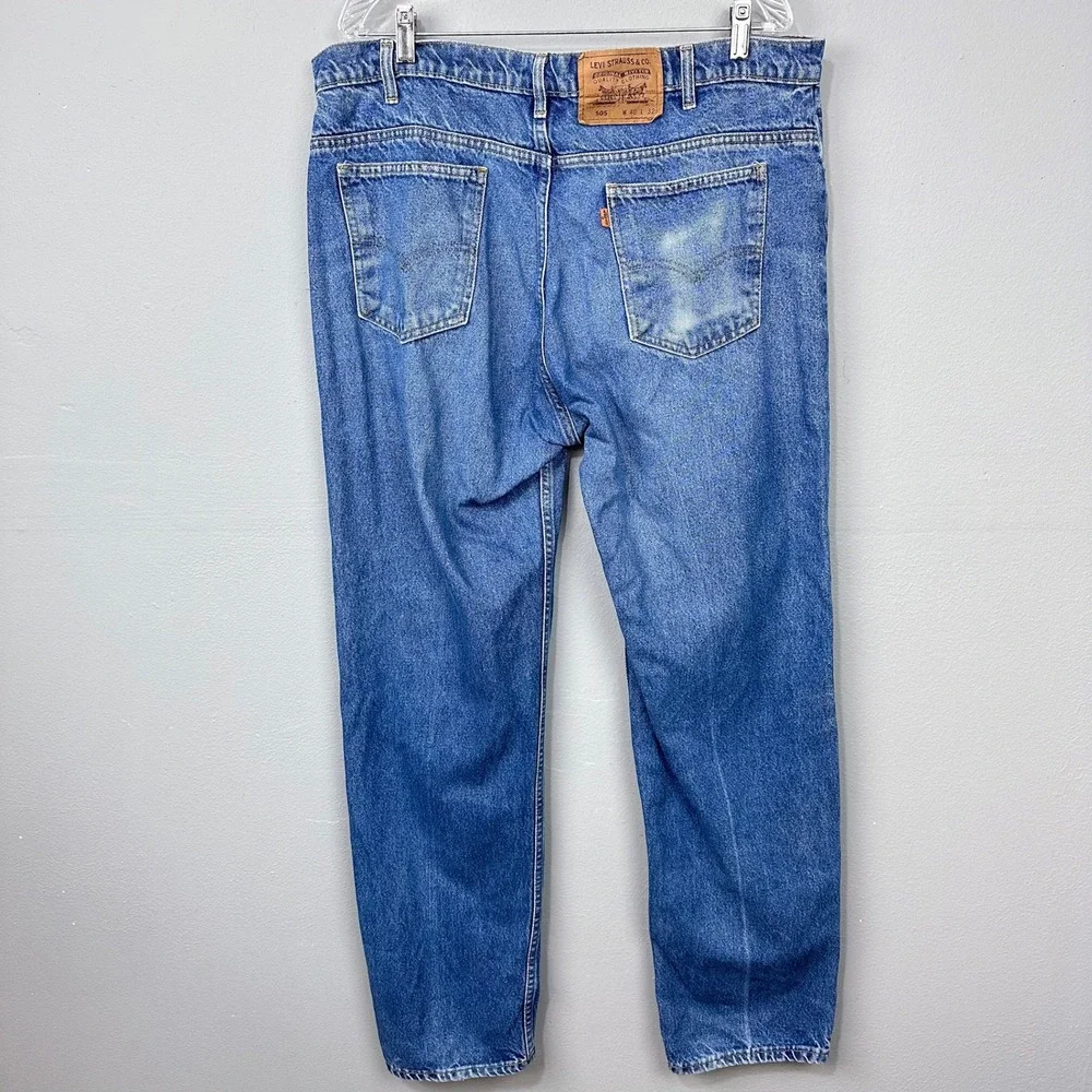 Vintage‎ 90s Levi's 505 Jeans Mens 40x32 Orange Tab Straight Leg Mexico *Flaws*